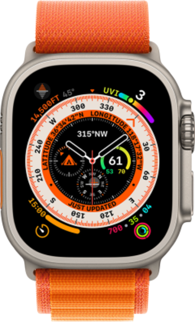 Смарт-годинник Apple Watch Ultra GPS + Cellular 49mm Titanium Case with Orange Alpine Loop L (MQFM3UL/A)